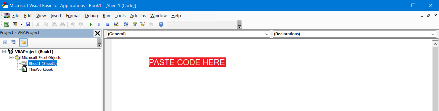 Paste code into the editor.