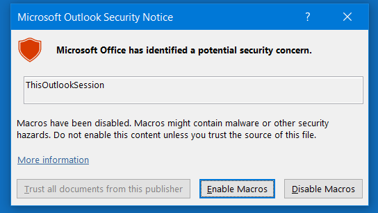 Enable macros dialog.